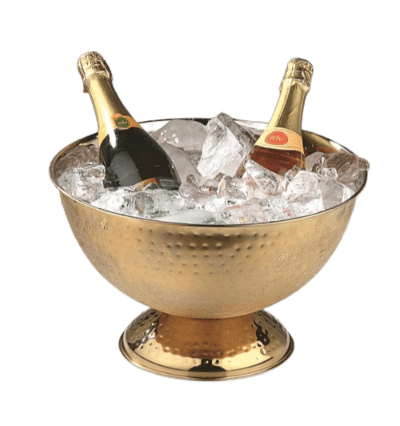 Gold Plated Punch Bowl Glossy Hammerred 33 x 20.9 cm