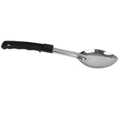 Solid Basting Spoon with Black Grip 15" - 1.2 mm
