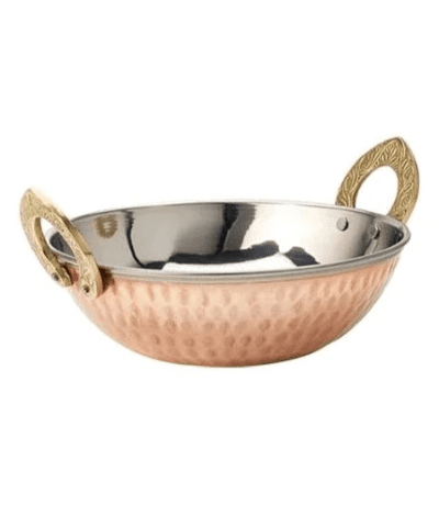 Double Wall Steel Copper Hammered Kadai 17 x 5.5 cm - BH