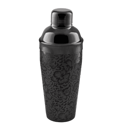 Etched Black PVD Deluxe Cocktail Shaker 750 ml - Floral