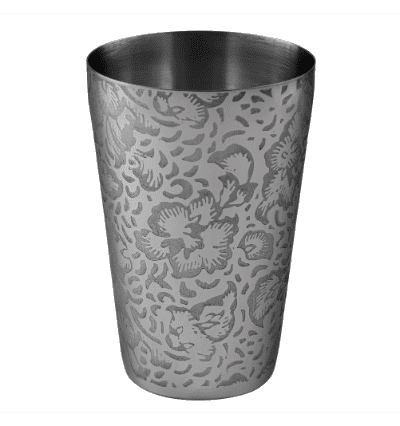 Etched Glass PVD Bar Shaker 18 oz - Floral