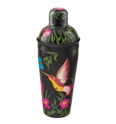Hand Painted Powder Coated Deluxe Cocktail Shaker 500 ml - Black