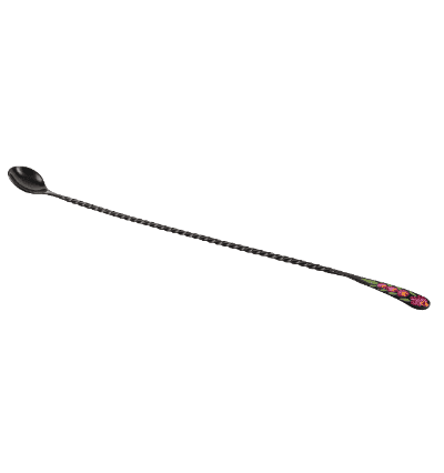 Hand Painted Powder Coated Bar Spoon Full Twisted Paddle 40 cm - Black