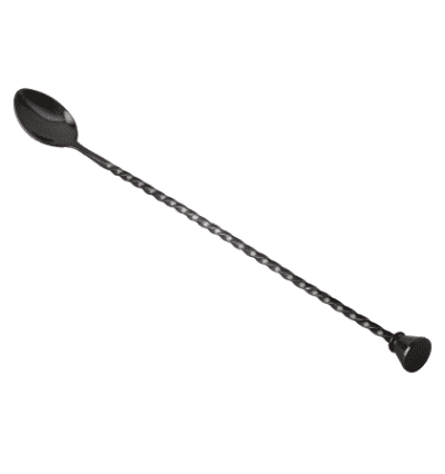 Black PVD Bar Spoon Full Twisted with Weighted Knob 31.5 cm