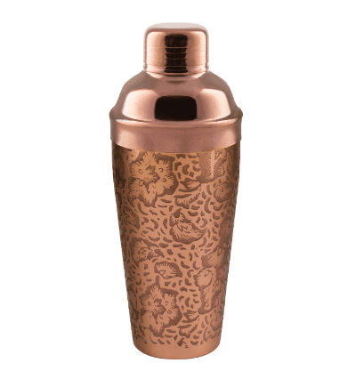 Etched Caramel PVD Deluxe Cocktail Shaker 750 ml - Floral