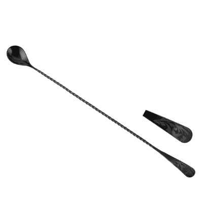 Etched Black PVD Bar Spoon Full Twisted Paddle 40 cm - Twiners