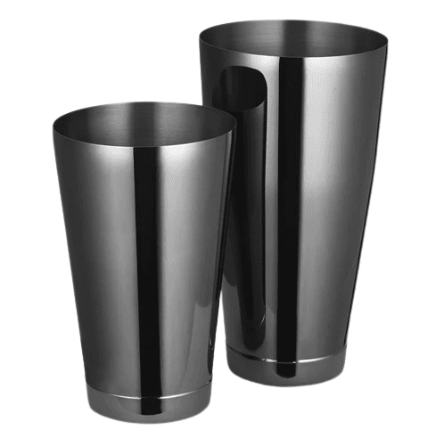 Gun Metal PVD Bar Shaker with weighted bottom Tin on Tin Set - 18 & 28 oz