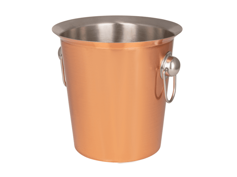Copper Plated Wine Bucket with U Rings Glossy 20 x 19.5 cm