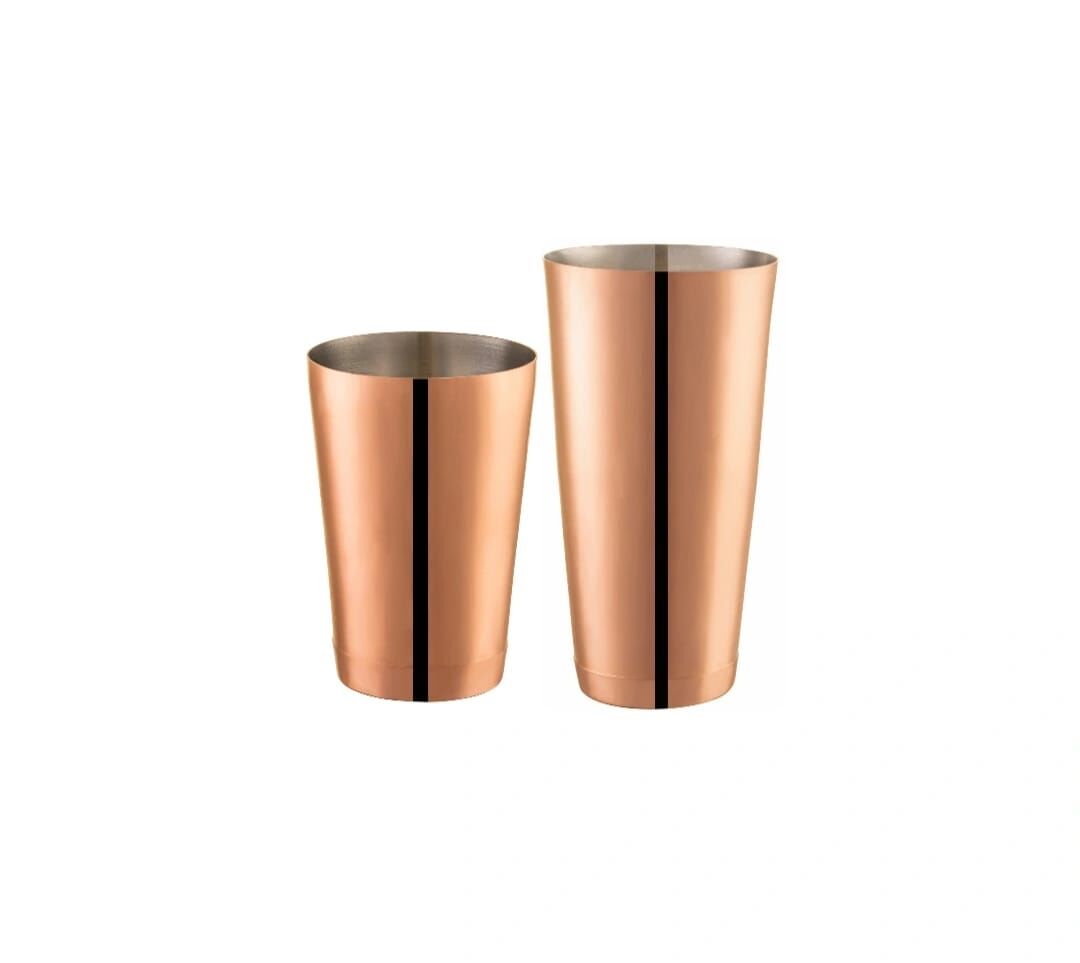 Copper Plated Tin on Tin Bar Shaker With Weighted Bottom Set - 18 oz & 28 oz